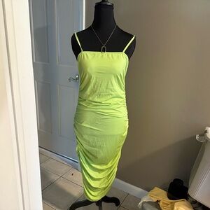 Ruched Spaghetti Strap Midi Dress